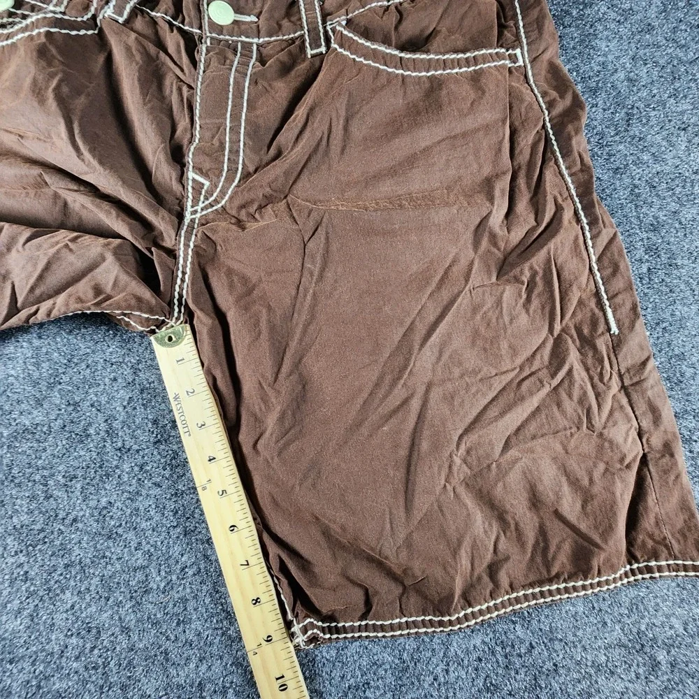 Y2K True Religion Big T‎ Board Shorts Men Size 40 Rock Brown Beach Summer